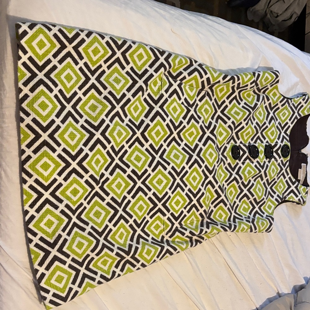 MICHAEL Michael Kors Green and Brown Geometric Midi Dress